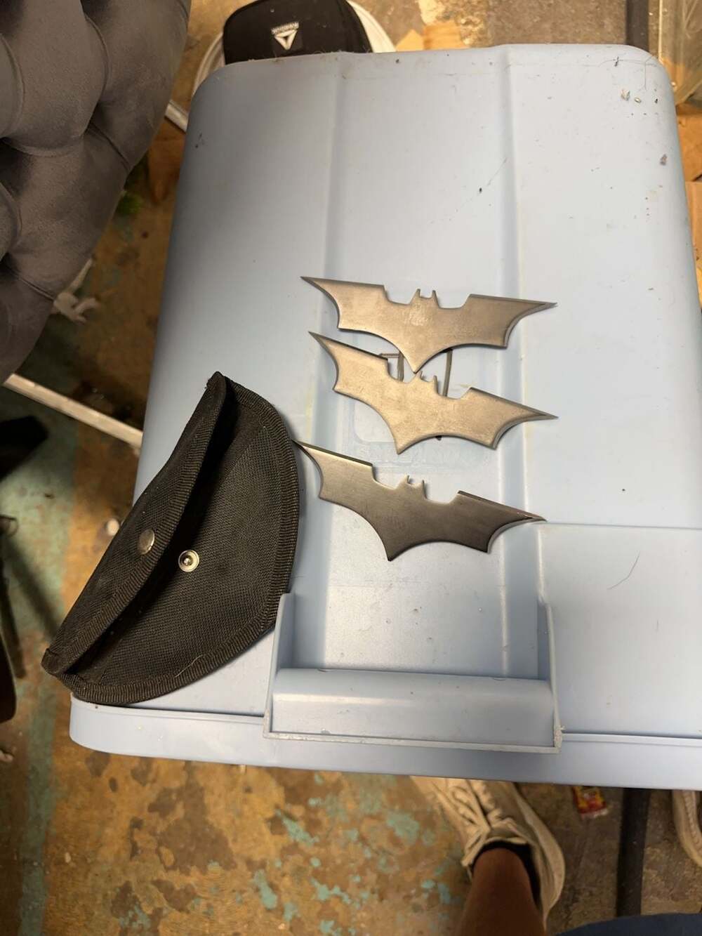 1045 Surgical Steel Batman Batarang Throwing Star Set with Nylon Sheath